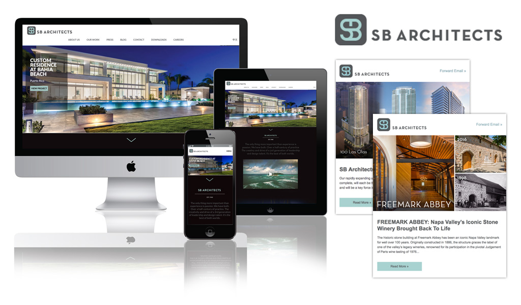 HTML newsletter design and website design for architecture company