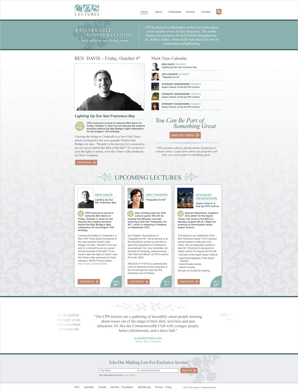 CPS Lectures Website Design Home Page